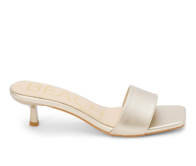 Women's Beach by Matisse Capricorn Kitten Heel Sandals in Gold color