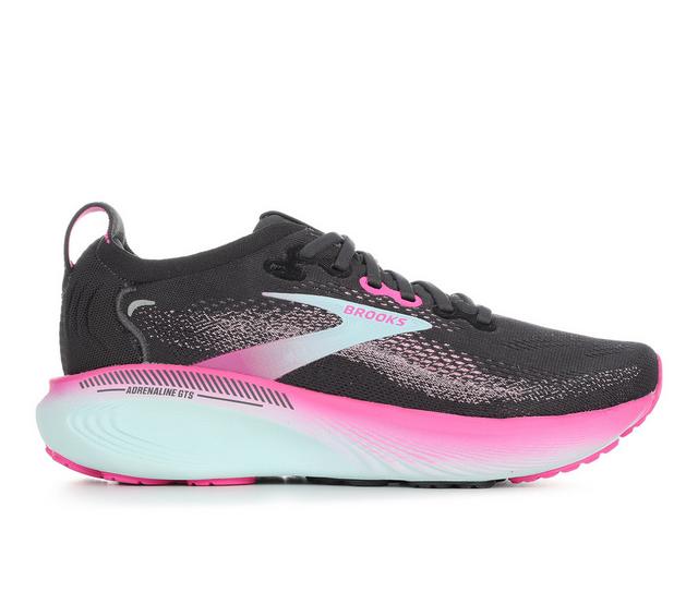 Women's Brooks Adrenaline GTS 25 Running Shoes in Black/Pink/Aqua color