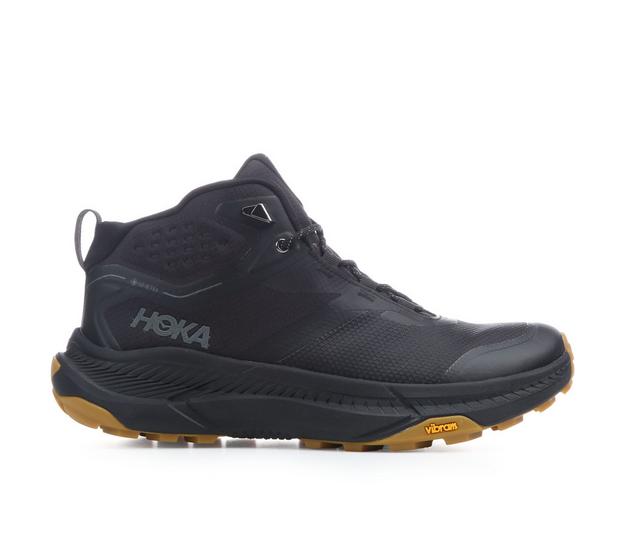 Men's Hoka Transport Hike GTX Trail Running Shoes in Blk/Blk/Gum color