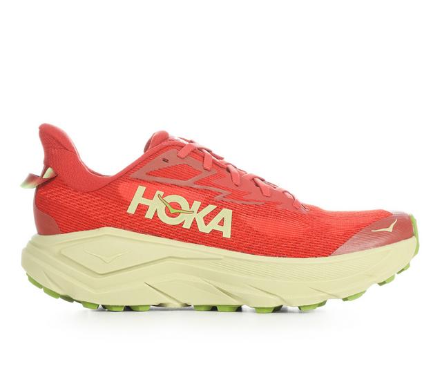 Men's Hoka Challenger 8 Trail Running Shoes in Red/Oat color