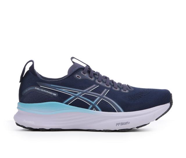 Women's ASICS Gel Kayano 32 Running Shoes in Midnight/White color