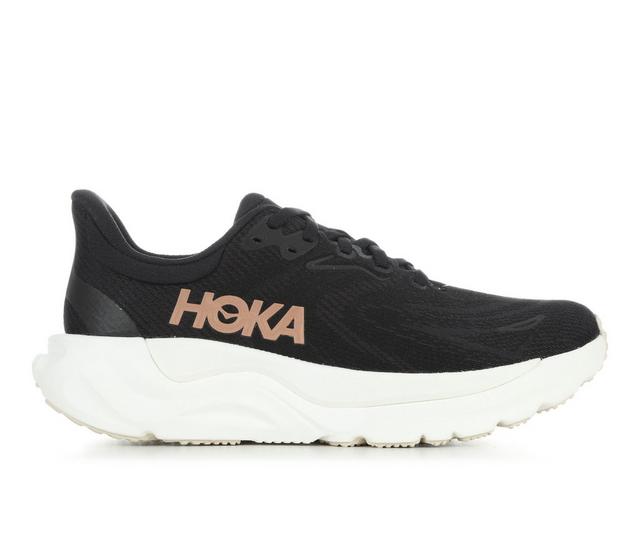 Women's Hoka Arahi 8 Running Shoes in Black/Rose Gold color