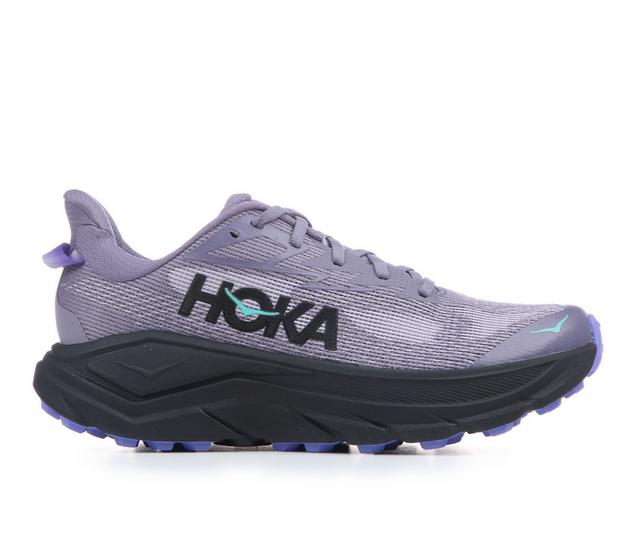 Women's Hoka Challenger 8 Trail Running Shoes in Purple/Black color