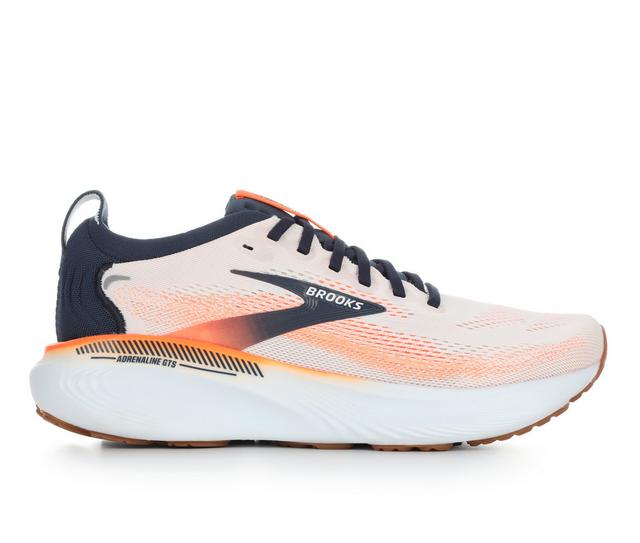 Men's Brooks Adrenaline GTS 25 Running Shoes in White/Navy/Oran color