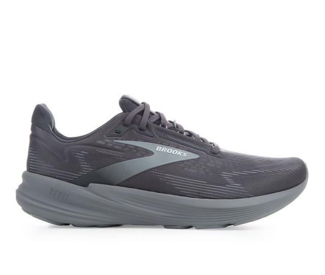 Men's Brooks Revel 8 Running Shoes in Black/Grey color
