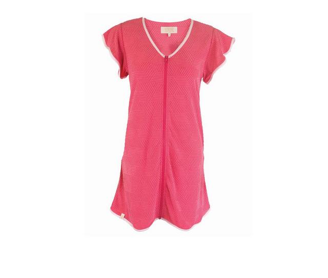 Simply Southern 0125 Zip Terry Coverup Dress in Hot Pink color