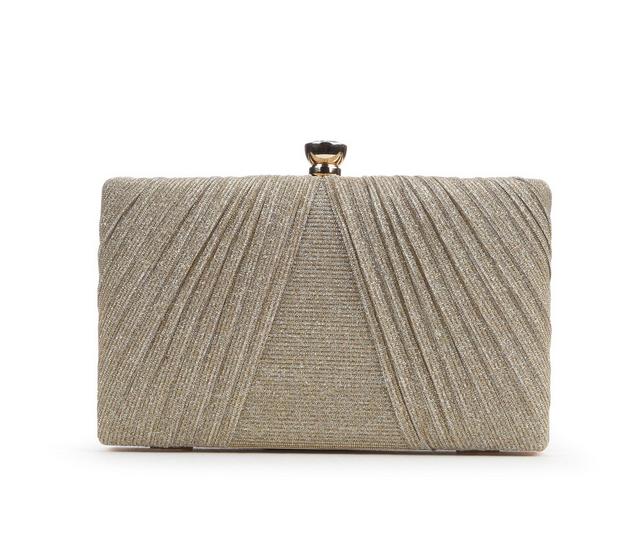 Vanessa Pleated Glitter Clutch in Champagne color