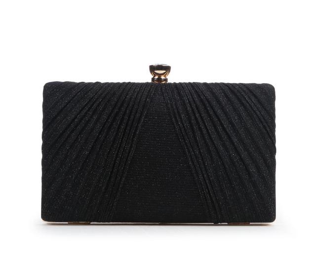 Vanessa Pleated Glitter Clutch in BLACK AZ7828 color