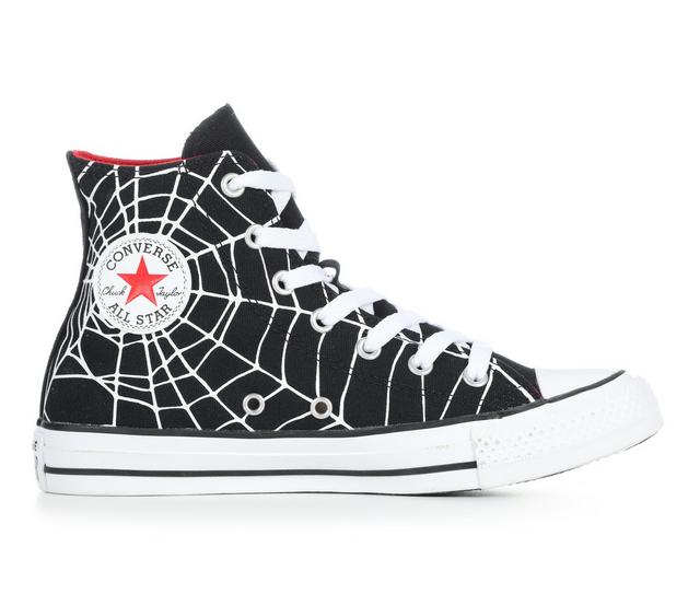 Kids' Converse Big Kid Chuck Taylor All Star Spiderweb Sneakers in Blk/Web/Wht/Red color