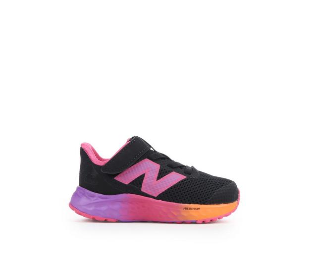 Girls' New Balance Infant & Toddler Arishi V4 Running Shoes in Black/Pink/Orng color