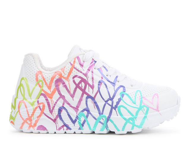 Girls' Skechers Street Little Kid & Big Kid Uno Lite Gold Crown Sneakers in White Multi color