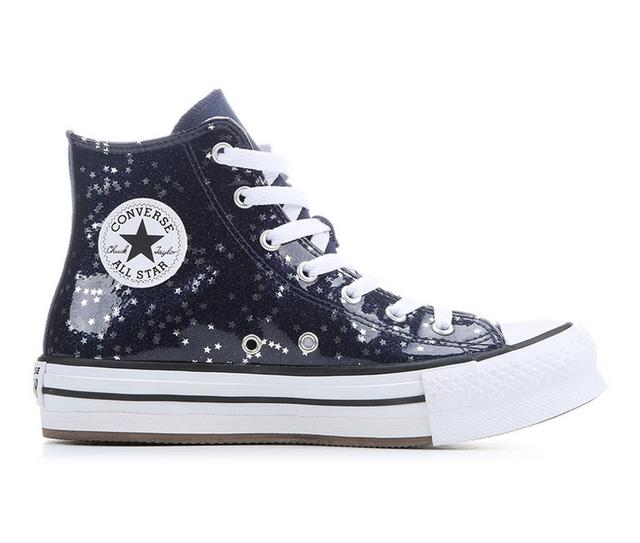 Girls' Converse Big Kid Chuck Taylor Eva Lift Glitter Sneakers in Navy/Wht/Egret color
