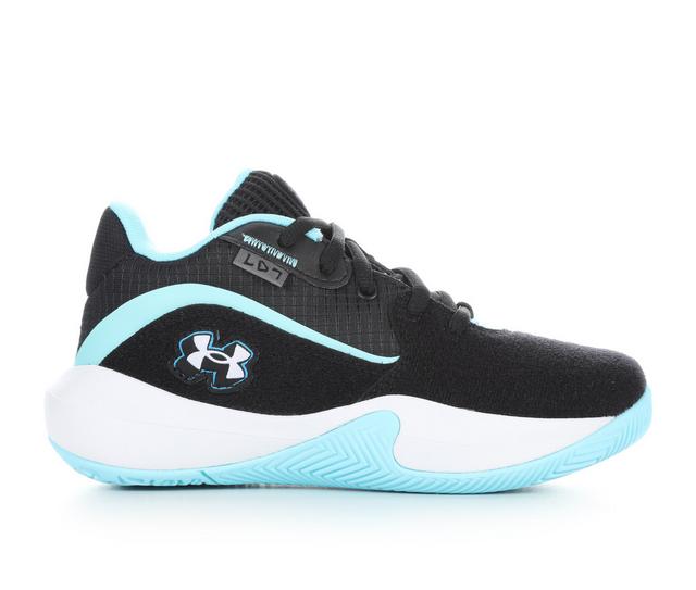 Kids' Under Armour Little Kid Lockdown 7 Patches Basketball Shoes in Blk/Blu/Wht color