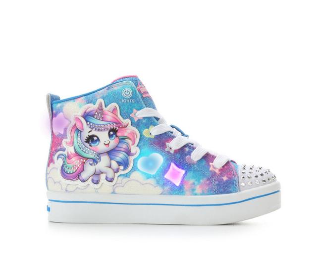 Girls' Skechers Little Kid Twi-Lites Unicorn Light-Up Shoes in Blue Multi color
