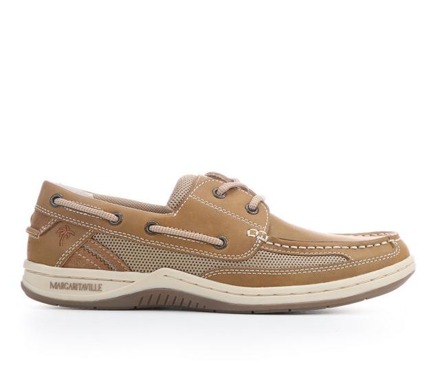 Men's Margaritaville Anchor Lace Up 2 Eye Boat Shoes in Light Tan color