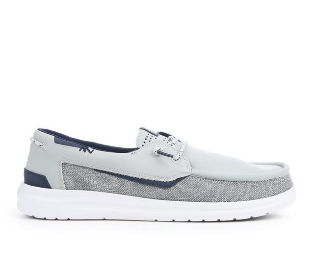 Men's HEYDUDE Welsh Grip Classic Mesh Boat Shoes in Storm Grey/Navy color