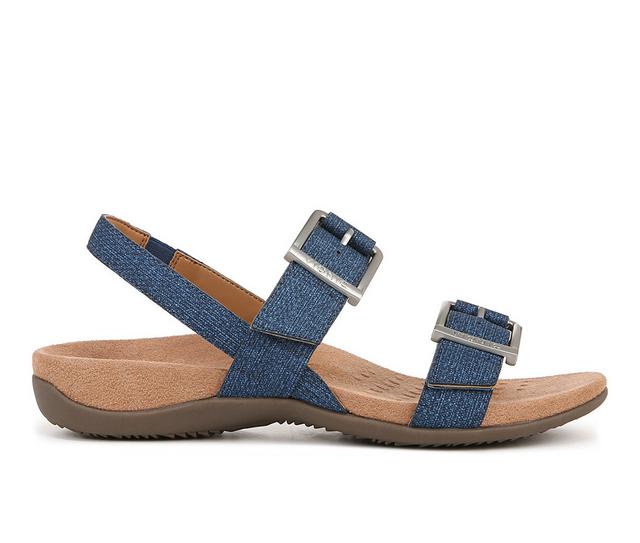 Women's Vionic Reese Footbed Sandals in Denim Blue color