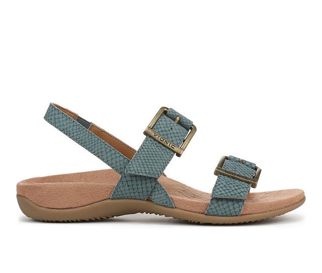 Women's Vionic Reese Footbed Sandals in Bodega Blue color