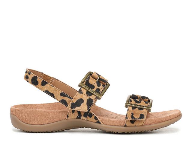 Women's Vionic Reese Footbed Sandals in Tan/Leopard color