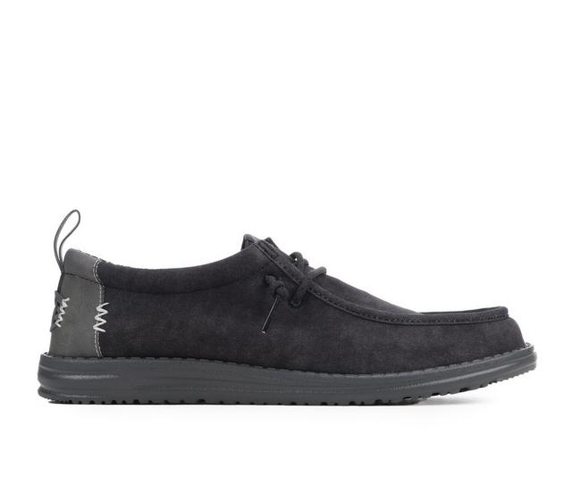 Men's HEYDUDE Wally Vintage Classic Black Casual Shoes in Oyster/Black color