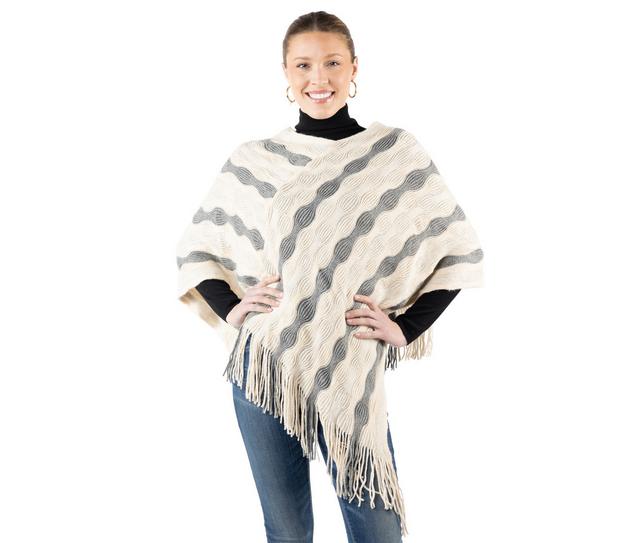 AW Items Knit Poncho w Lurex in IVORY color