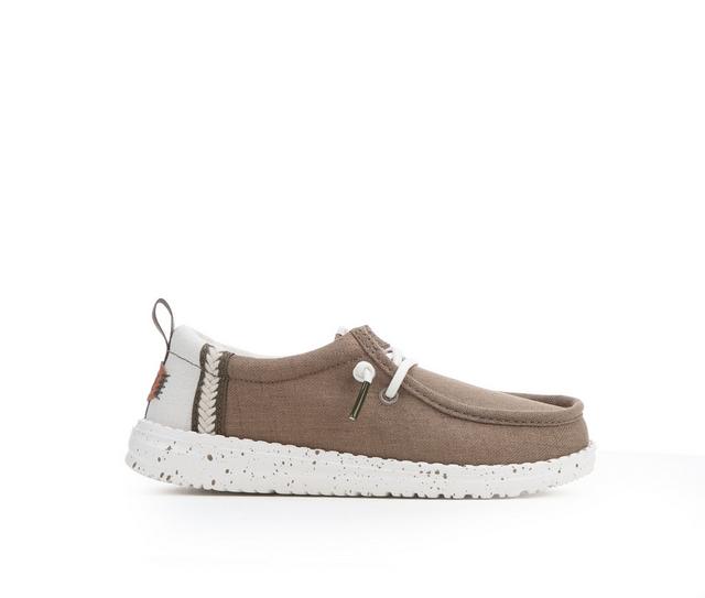 Kids' HEYDUDE Little Kid & Big Kid Wally Craft Linen Casual Shoes in Timber/Birch color