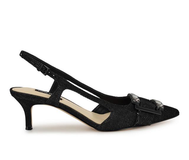 Women's Nine West Neeri Pumps in Black Denim color