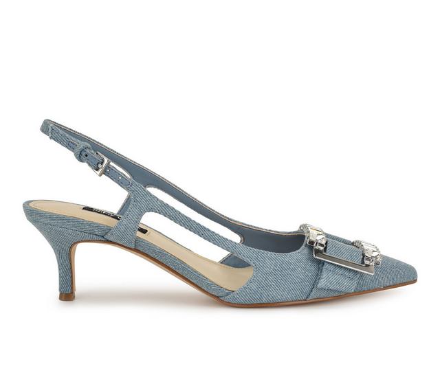 Women's Nine West Neeri Pumps in Light Blu Denim color