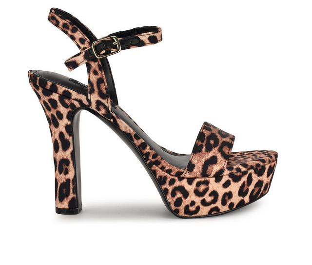 Women's Nine West Solas Dress Sandals in Leopard Satin color