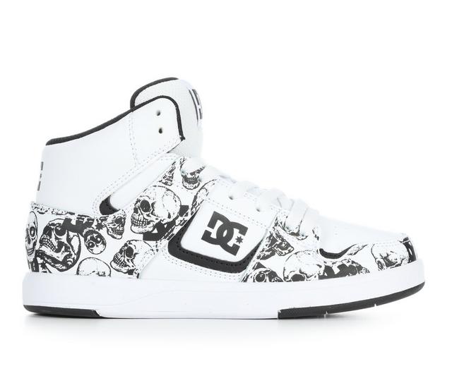 Boys' DC Cure Mid Sneakers in Wht/Skull/Blk color