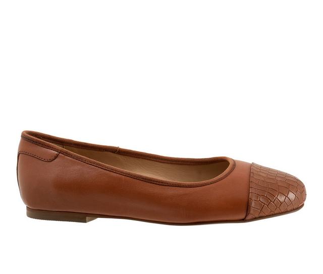 Women's Trotters Clara Flats in Luggage Croco color