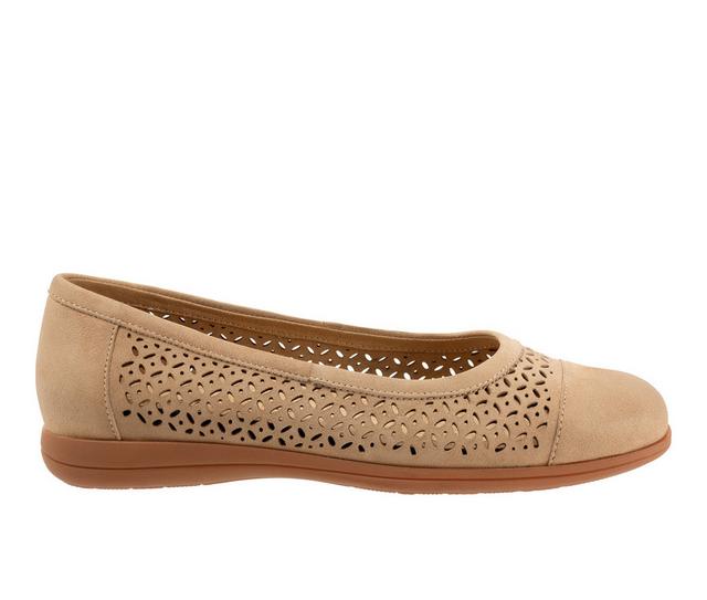 Women's Trotters Delmara Perf Flats in Beige Nubuck color