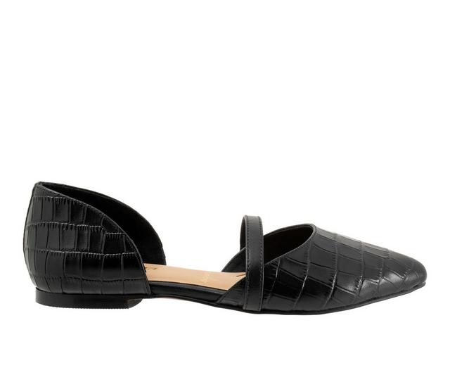Women's Trotters Emory Flats in Black Croco color