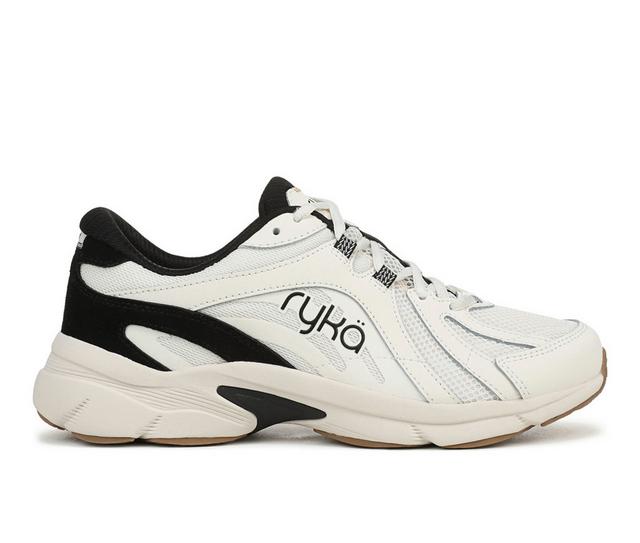 Women's Ryka Skylift Walking Sneaker Walking Shoes in White/Black color