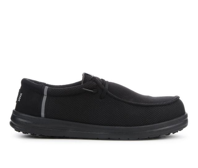 Men's HEYDUDE Wally Work CT Work Shoes in Black/Black color