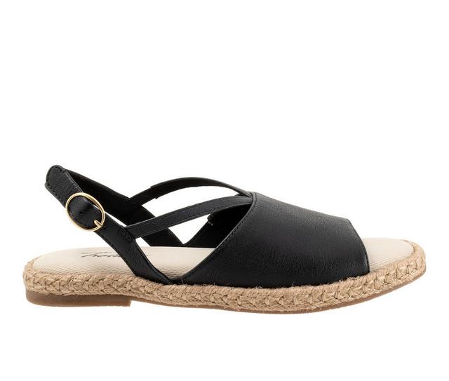 Women's Trotters Pepper Flat Sandals in Black color