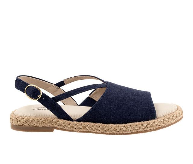 Women's Trotters Pepper Flat Sandals in Navy Textile color