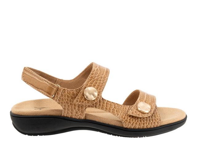 Women's Trotters Romi Croco Sandals in Luggage color