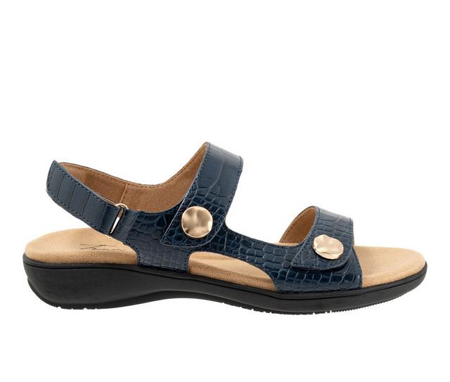 Women's Trotters Romi Croco Sandals in Navy color