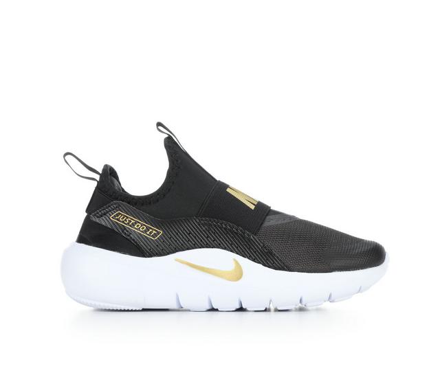 Kids' Nike Little Kid Flex Runner 4 Running Shoes in Blk/Wht/Gold color