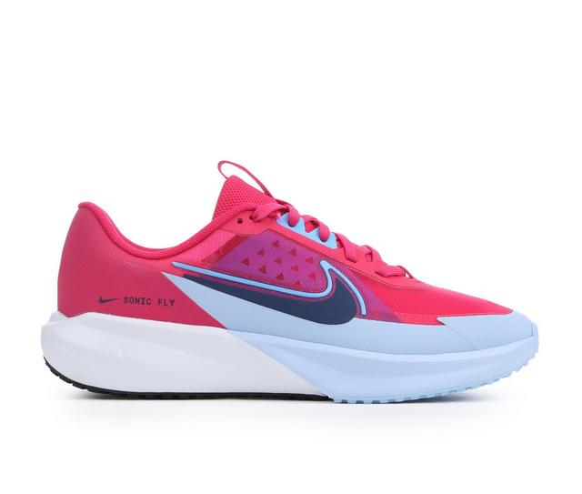 Girls' Nike Big Kid Sonic Fly Running Shoes in Rush Pink/Blue color