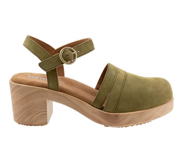 Women's Softwalk Fillmore Clogs in Olive Nubuck color