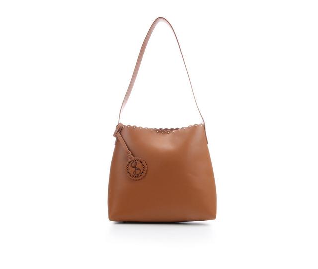 Sam & Libby Flora Scallop Hobo Handbag in Cognac color