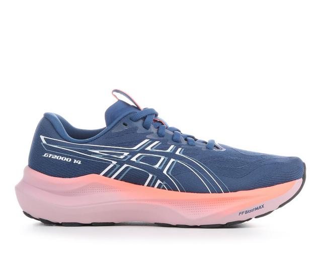 Women's ASICS GT2000 14 Running Shoes in Blue/Pink color