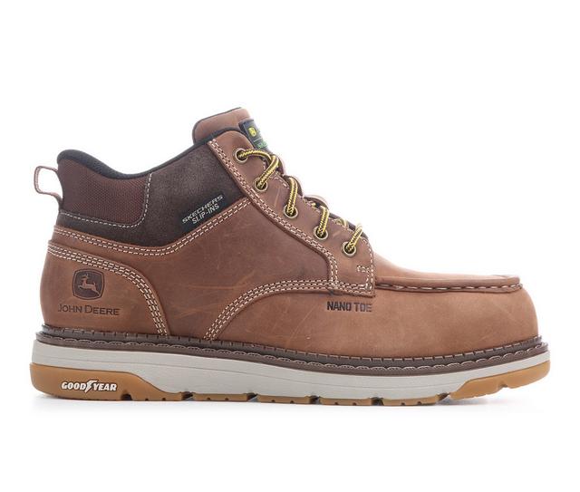 John Deere by Skechers 256129 Carbon Nano Toe Slip In Work Boots in Dark Brown color