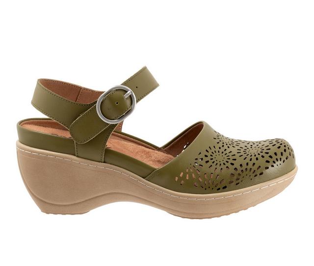 Women's Softwalk Mabelle Perf Clogs in Olive color