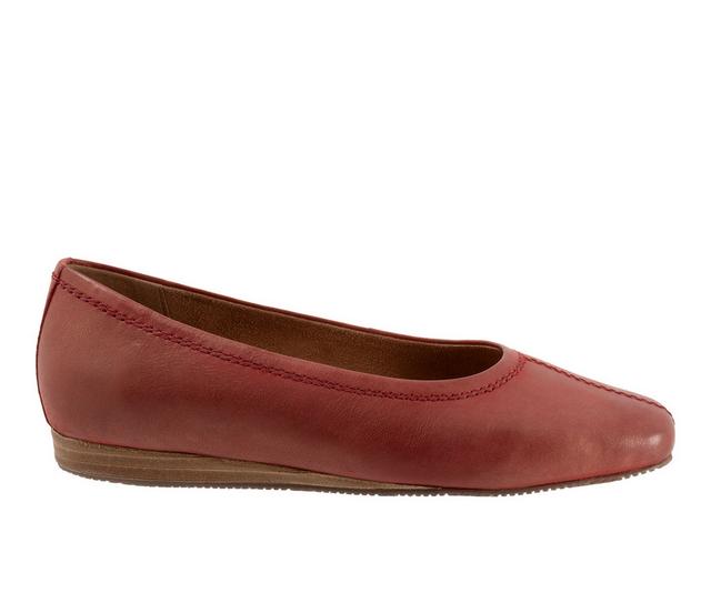 Women's Softwalk Vera Cruz Flats in Red Pearlized color