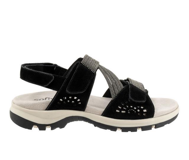 Women's Softwalk Oahu Sandals in Black Suede color