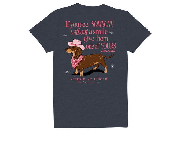 Simply Southern Short Sleeve Smile Heather Navy in Heather Navy color
