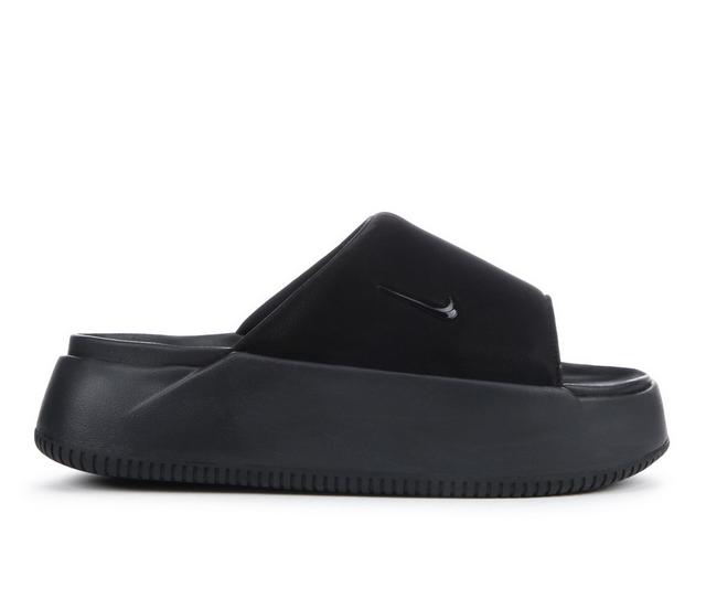 Women's Nike Wmns Calm Elevation Sport Slides in Black/Black color